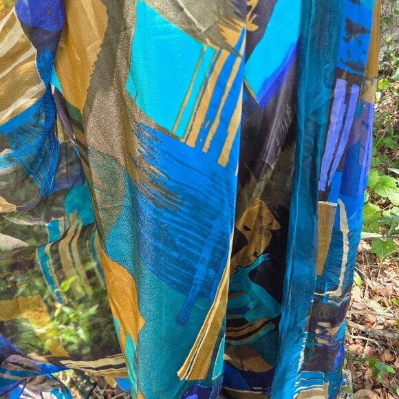 Y2k Robbie Bee womens silk babydoll Dress 14 Blue Fairycore Whimsy Halter prom - Picture 7 of 10